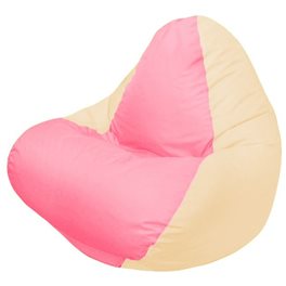 Кресло-мешок RELAX светло-бежевое, сидушка розовая