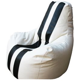 Кресло-мешок Спортинг экокожа с полосками белое