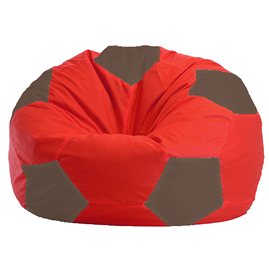 Бескаркасное кресло-мешок Мяч красно - тёмно-бежевое 1.1-177