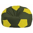 Кресло-мешок Мяч тёмно-оливковый - жёлтый М 1.1-57