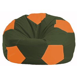 Кресло-мешок Мяч тёмно-оливковый - оранжевый М 1.1-56