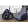 Бескаркасное кресло-мешок Бумеранг (серый, тёмно-синий)